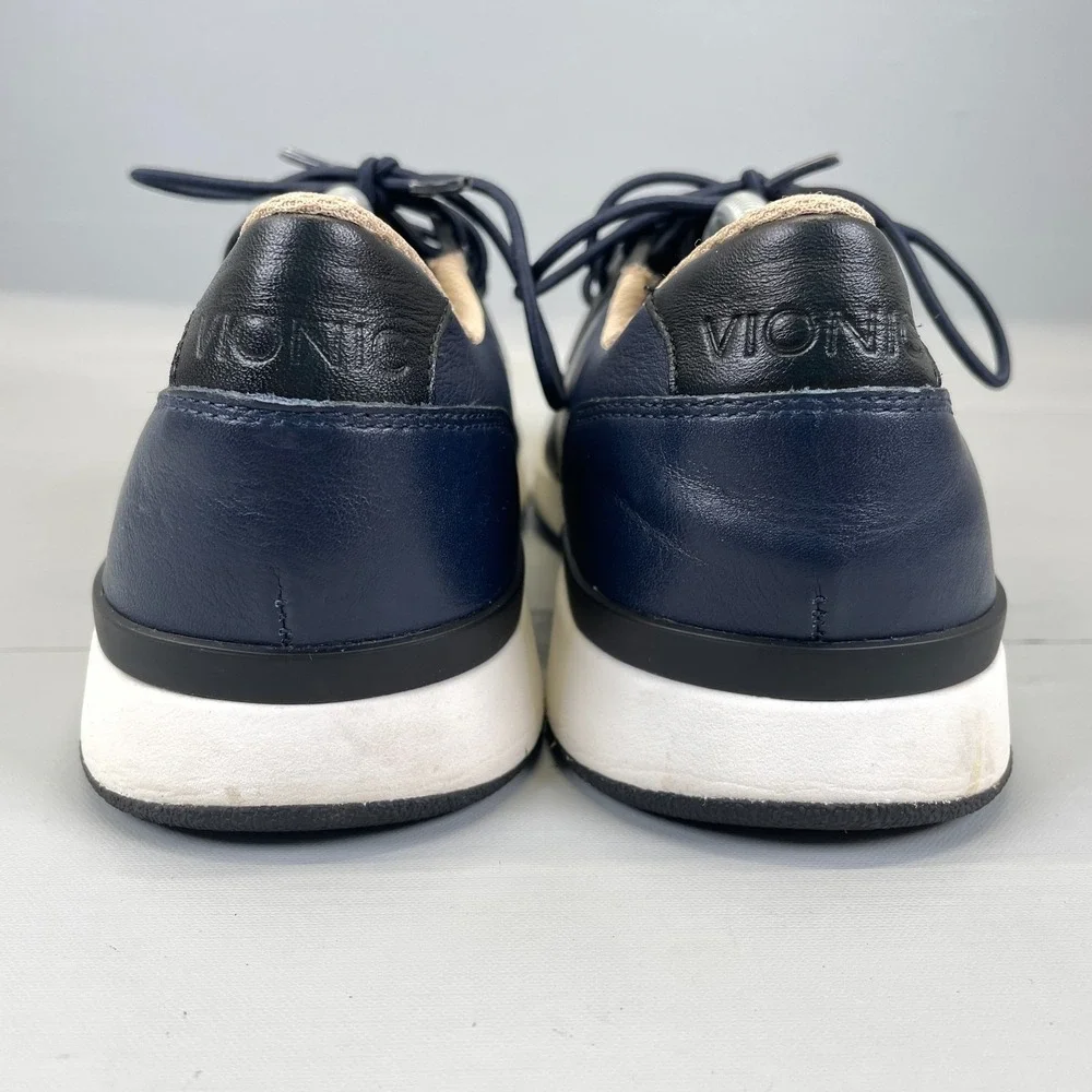 Vionic Carmen Walking Shoes Womens Size 9 M Navy Blue Leather Lace Up Sneakers